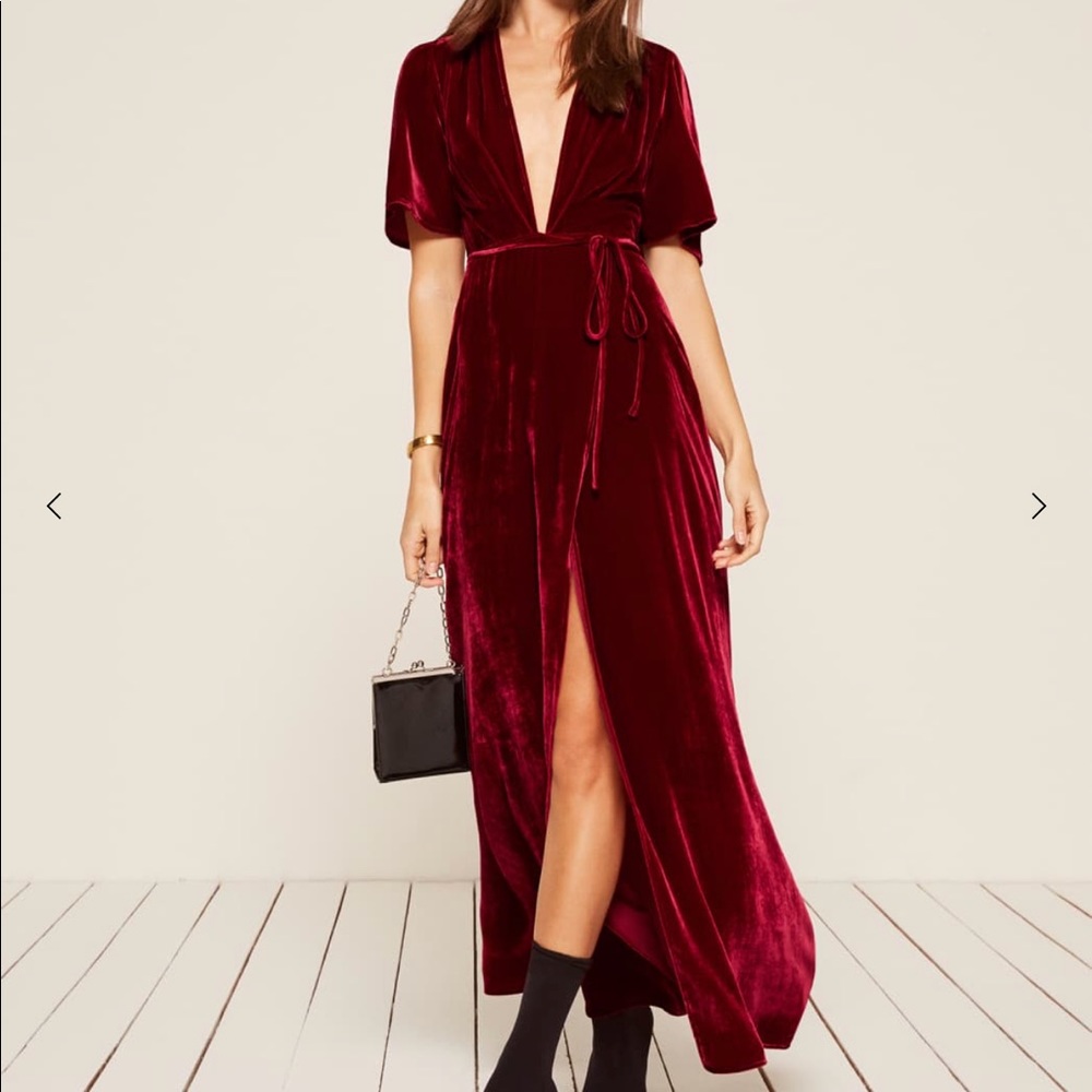 Reformation Miller Dress in Crimson XL